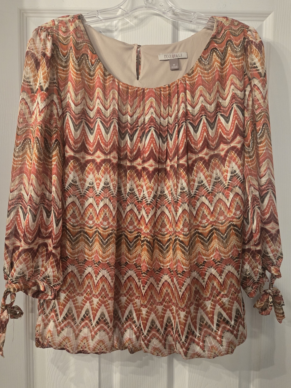 Roz & Ali Women's Orange Chevron Print Blouse